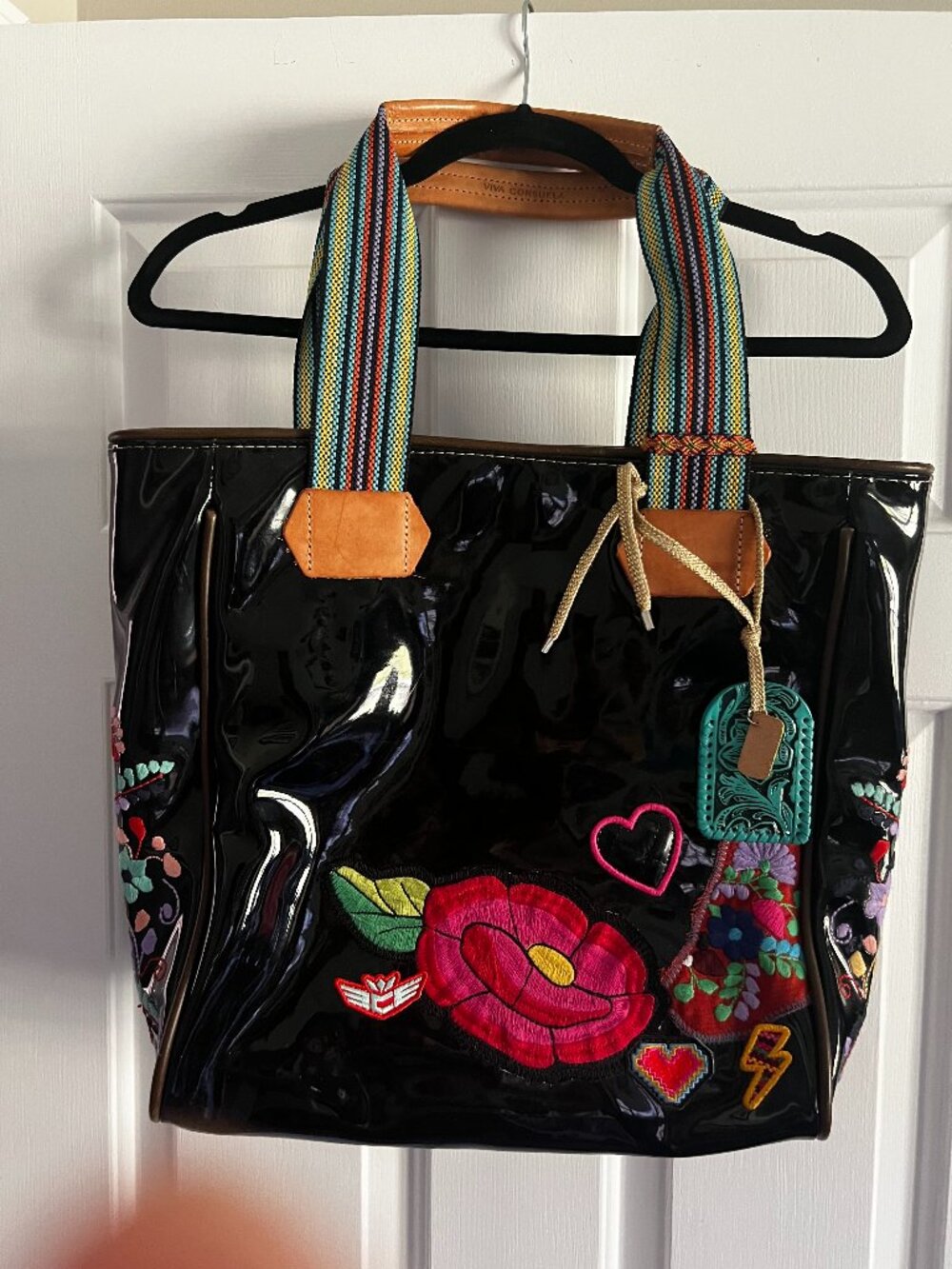 Consuela Poppy Classic black patent tote - Sugar Skull retired/rare